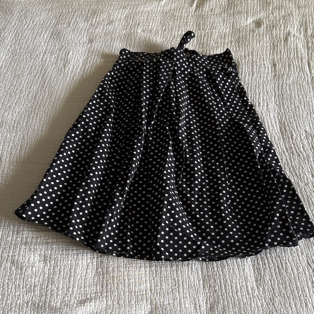 See You Monday Black and White Polka Dot A-Line Skirt / M